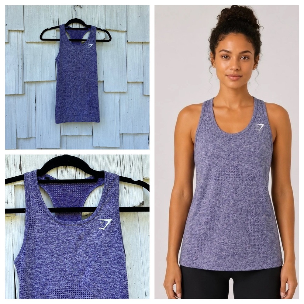 Gymshark Vital Seamless Tank Top Purple Marl Racerback Workout Shirt Womens